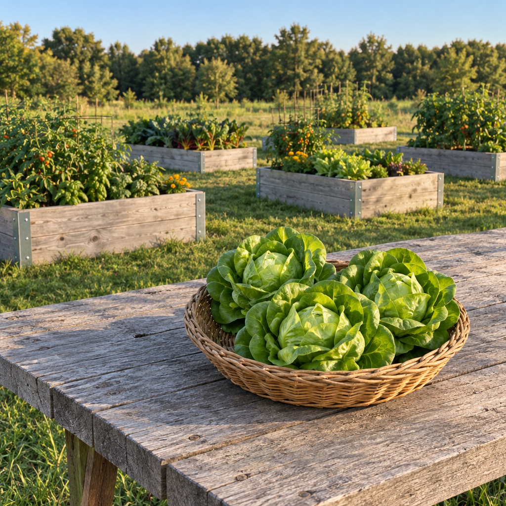 Bibb lettuce harvest