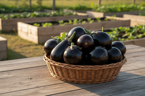 Black Beauty Eggplant Harvest Basket