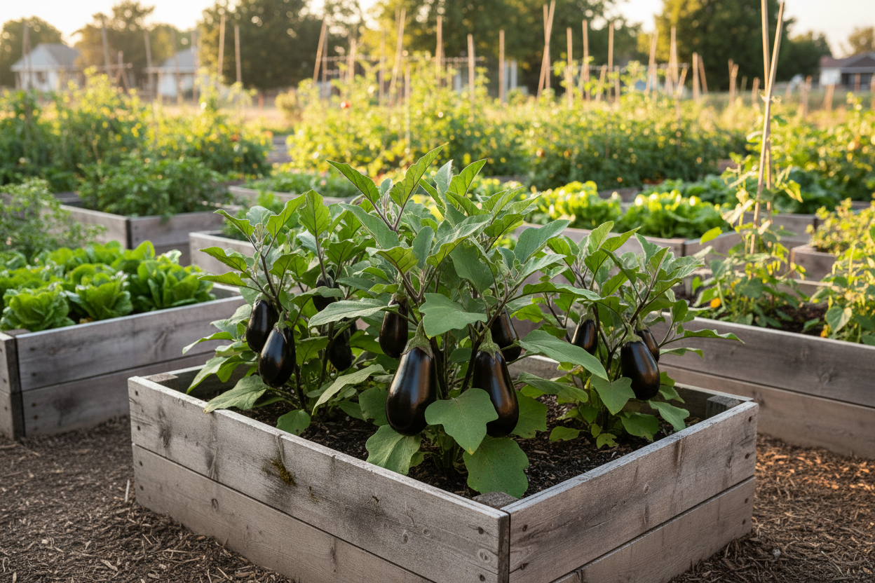 Black Beauty Eggplant Raised Bed