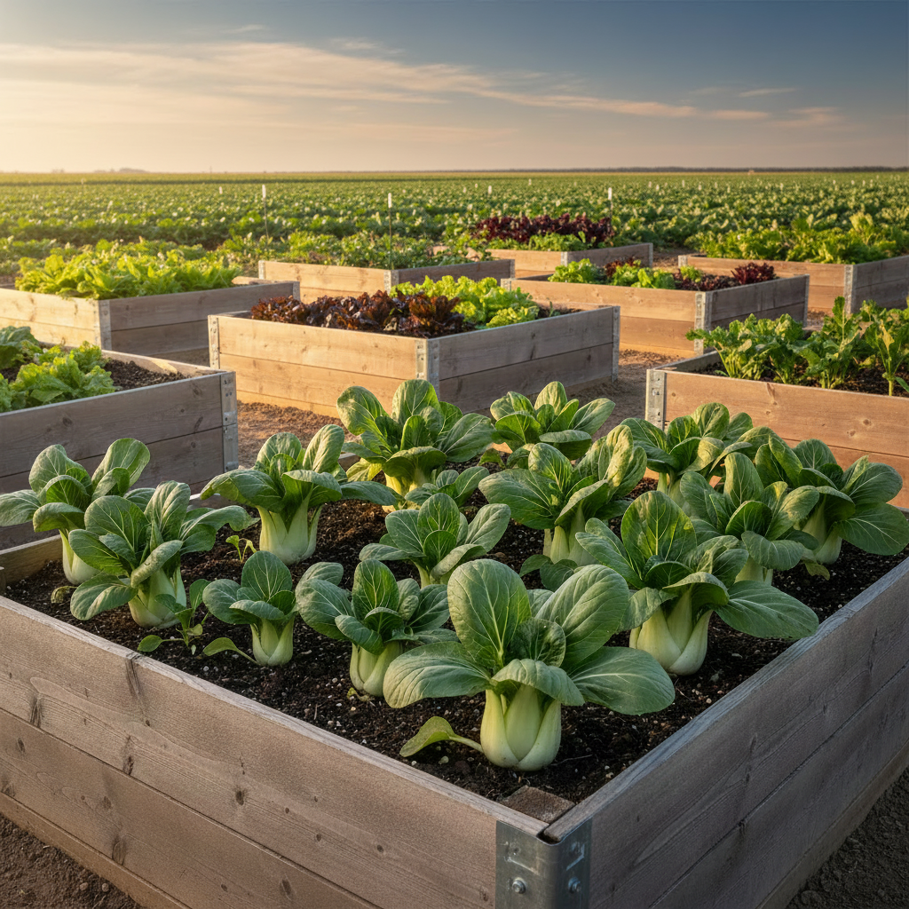 Bok Choy garden image with growing fields