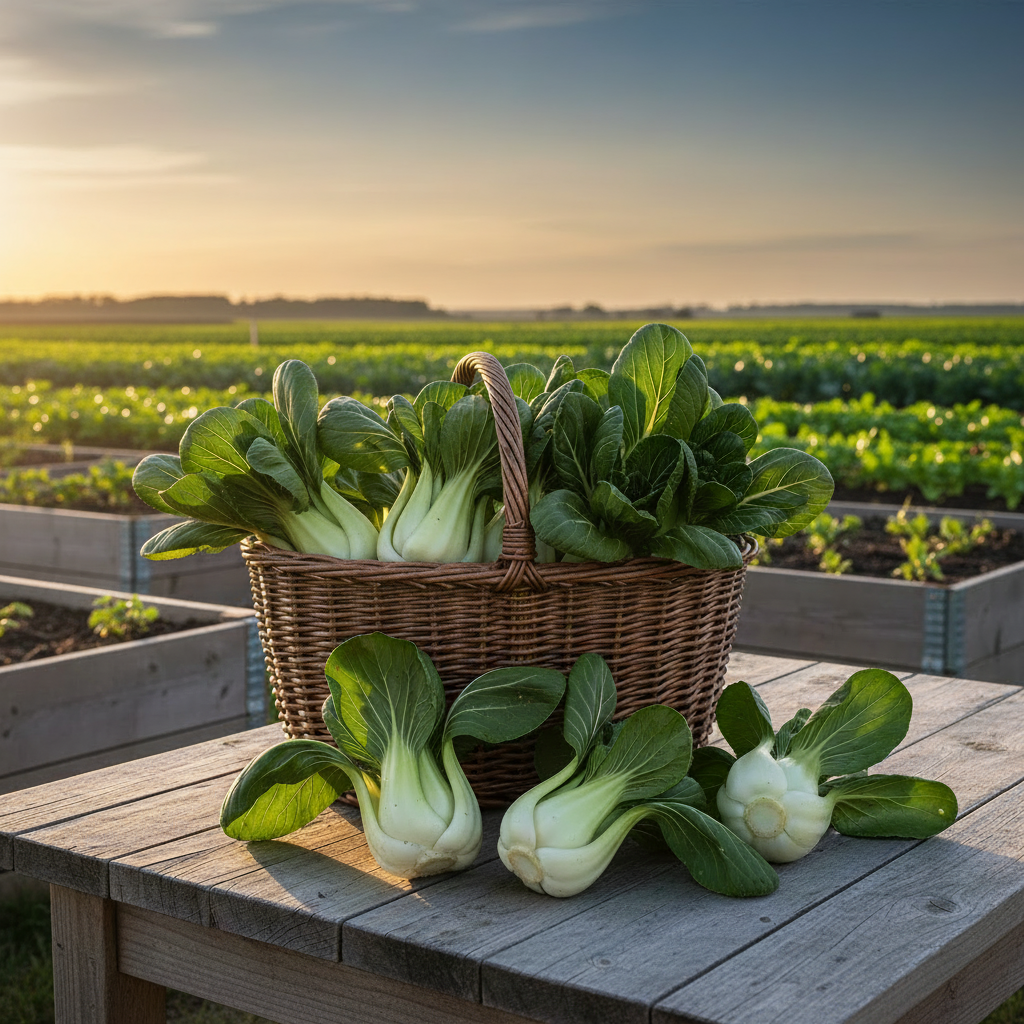 Bok Choy harvest image with growing fields