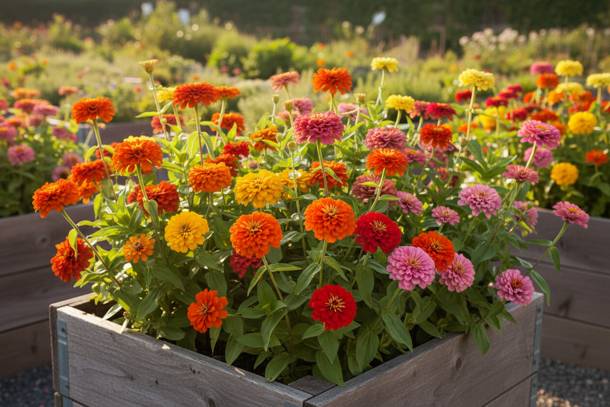 California Giant Zinnia Raised Bed