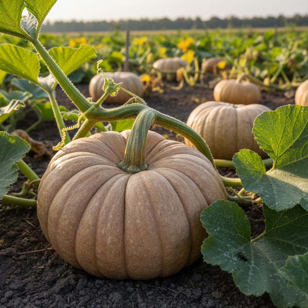 Fairytale Pumpkin On Vine Close Up