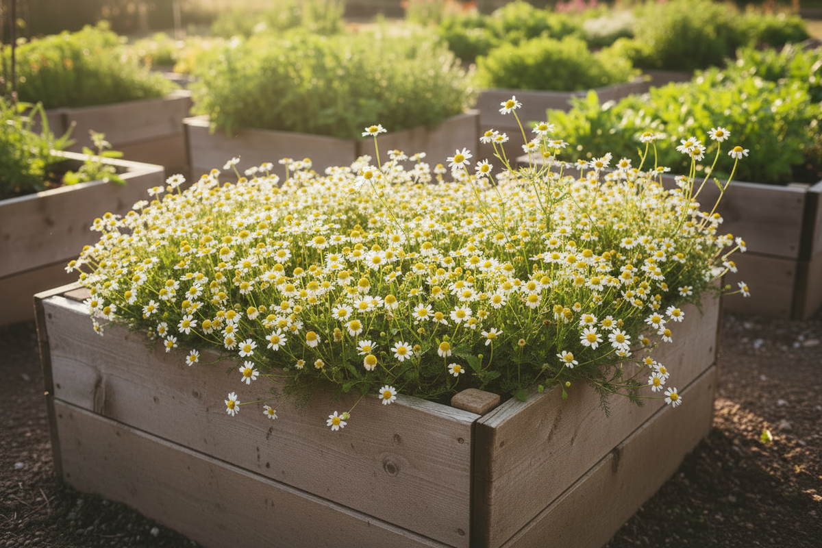 German Chamomile Raised Bed