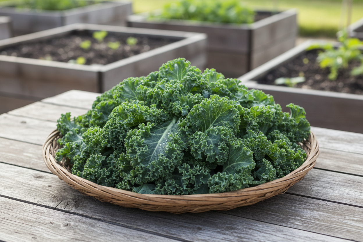 Harvested Kale in Basket