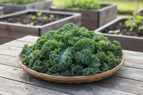Harvested Kale in Basket