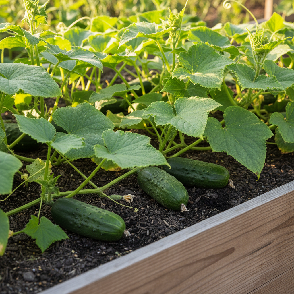 Homemade Pickles resting on soil