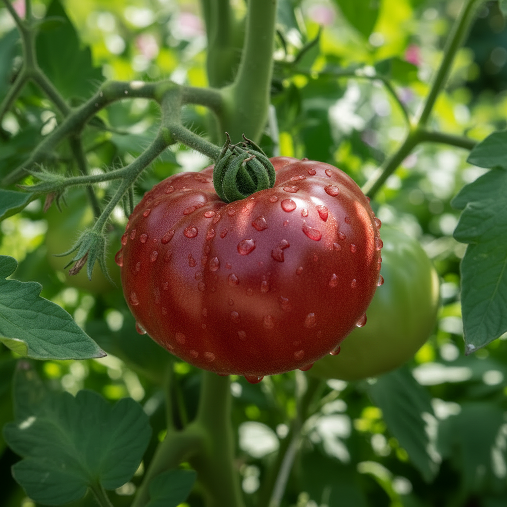 Brandywine Red heirloom tomato on the vine