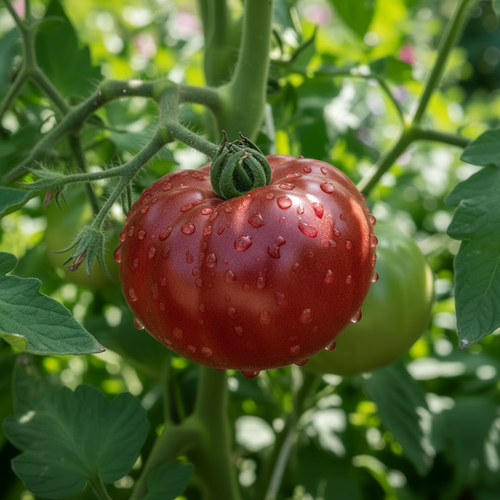 Brandywine Red heirloom tomato on the vine