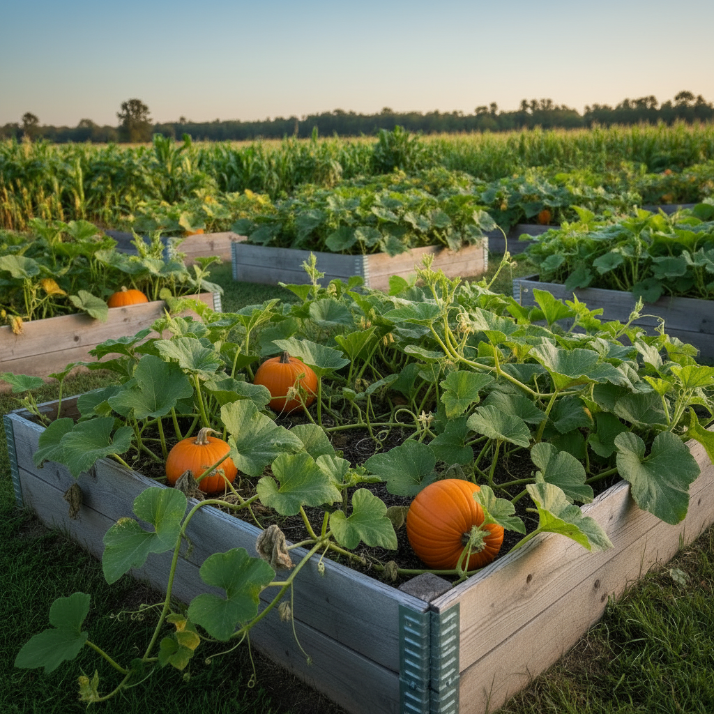 Jack O’ Lantern Pumpkin side-resting growing image