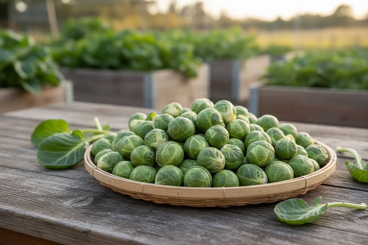 Long Island Improved Brussels Sprouts Harvest Basket