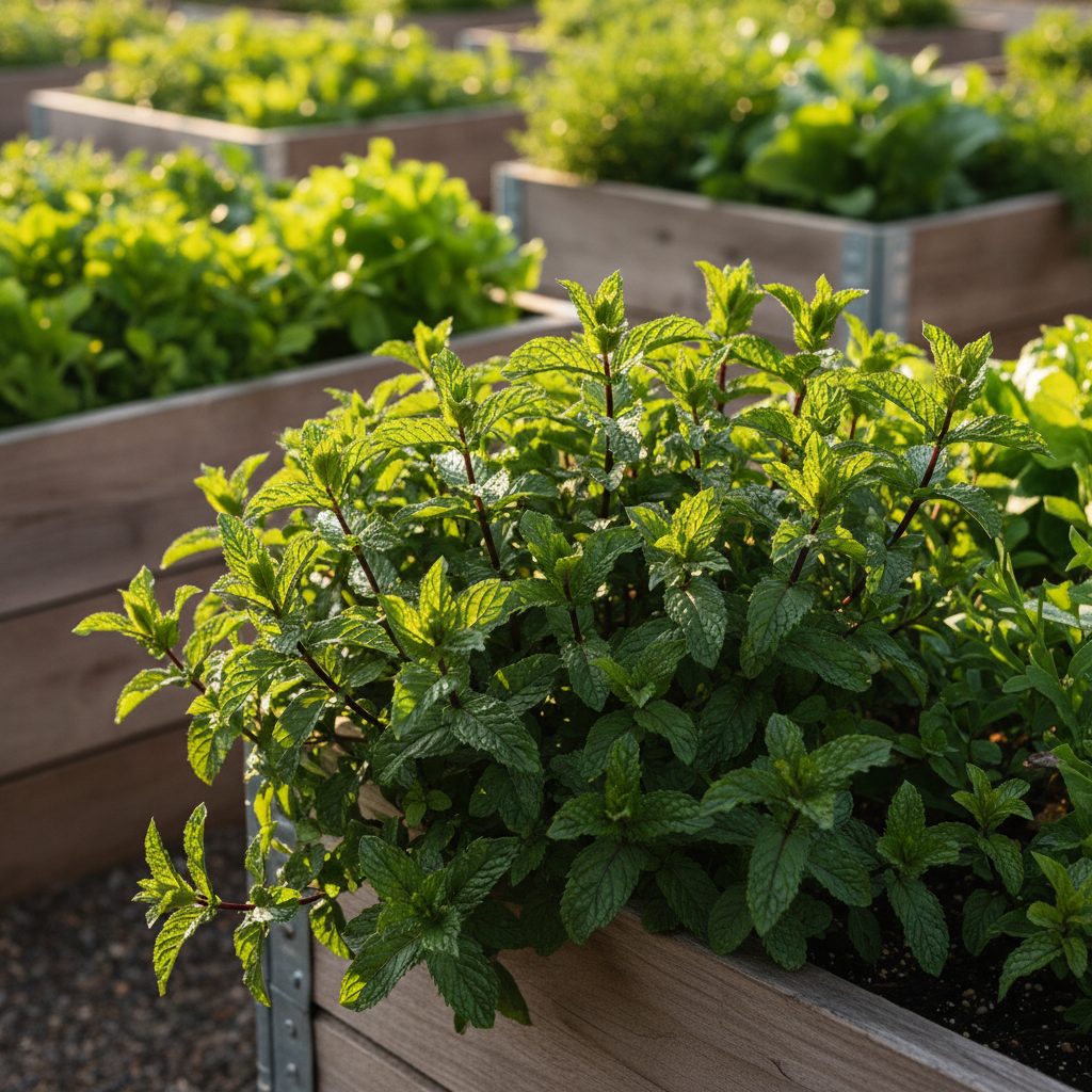 Peppermint in Raised Bed