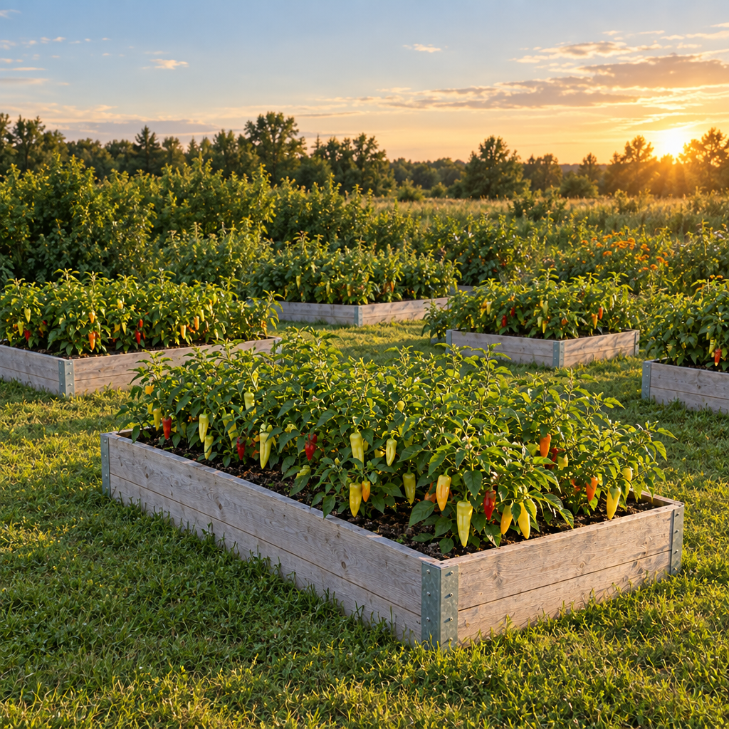Pulled-back Hungarian Yellow Wax pepper growing bed
