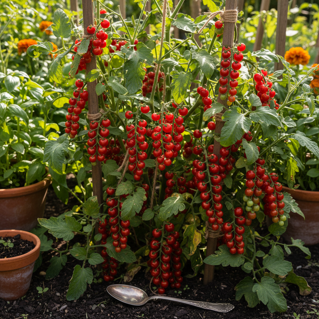 Spoon Tomato Garden Scene