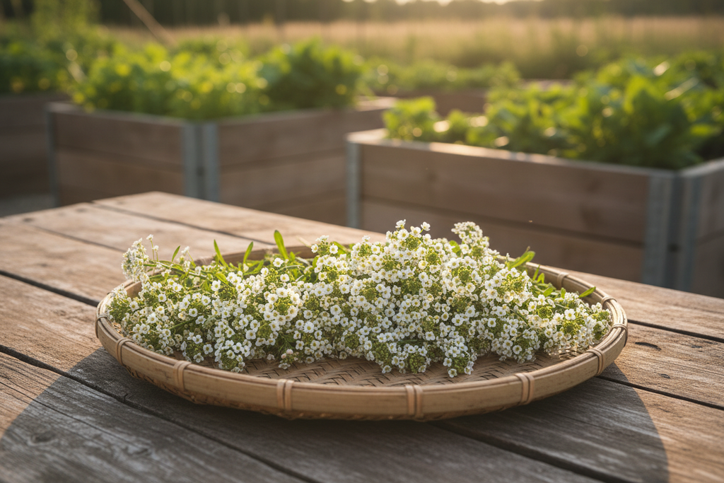 White Alyssum Harvest Basket